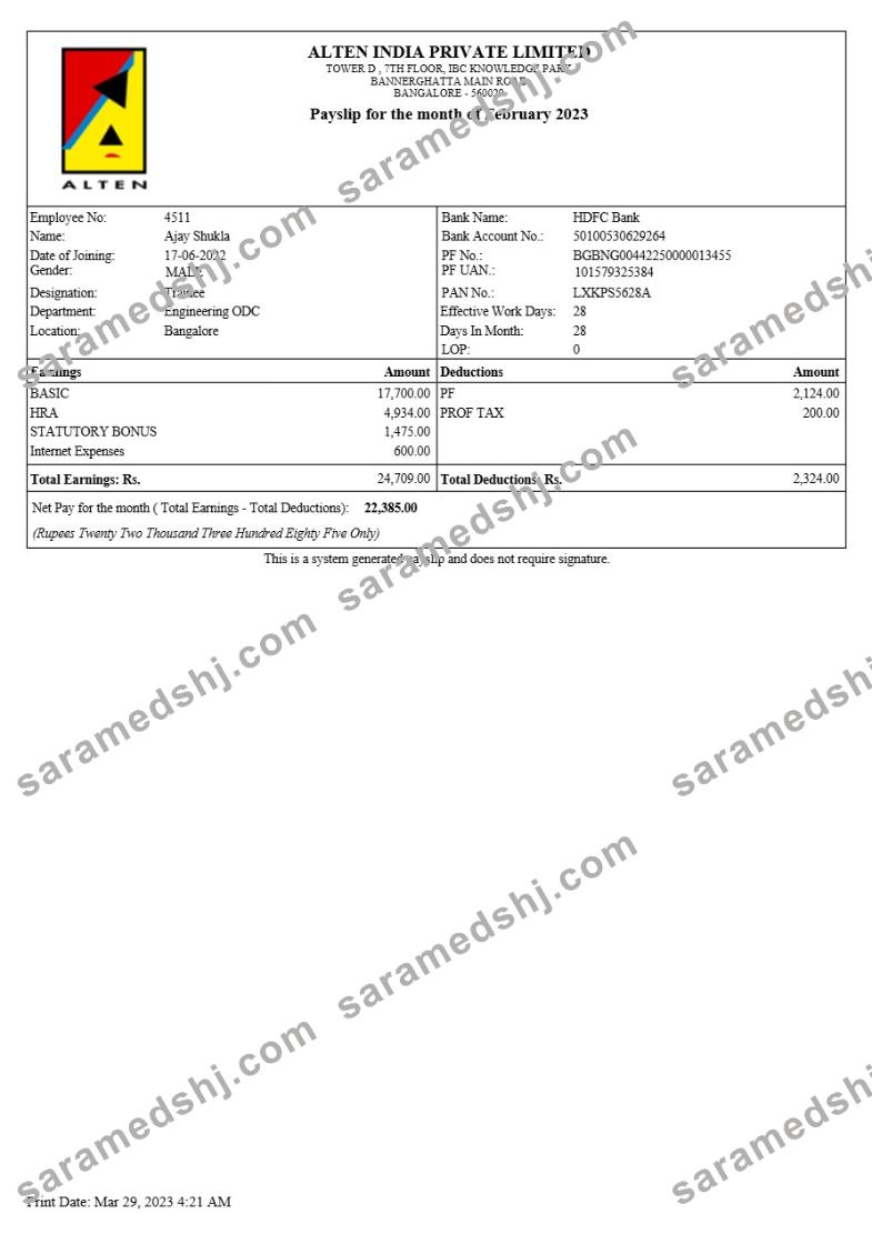 Alten India payslip template in Word and PDF formats.pdf, 2